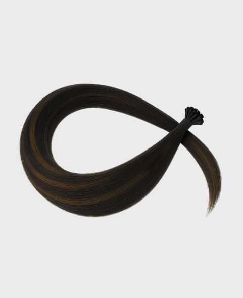 Extensions de cheveux Kératine à chaud chatain foncé méché chocolat