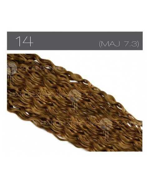 Extension cheveux Bouclé SOCAP - 10 Extensions à chaud 50 cm - Blond Naturel doré cendré 14