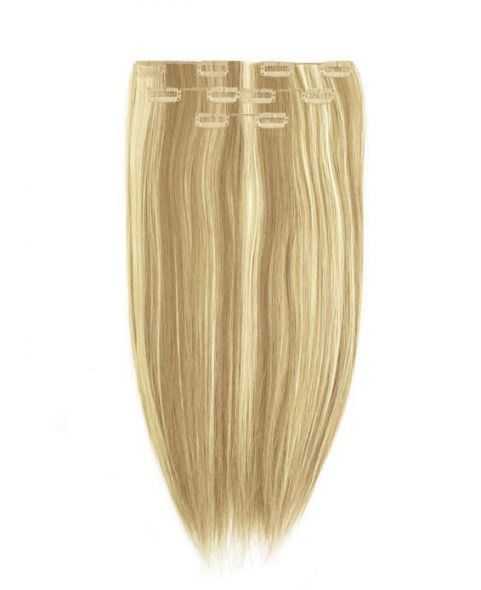 Extension à Clip Naturel 40 cm |  Extension cheveux Lisse - Blond méché cendré - N°613/14